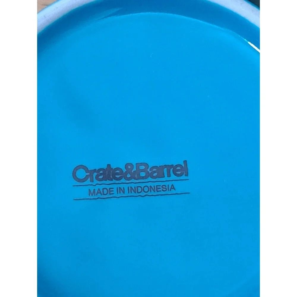2 Crate & Barrel Teal Blue Small Coffee Cups Mugs Porcelain